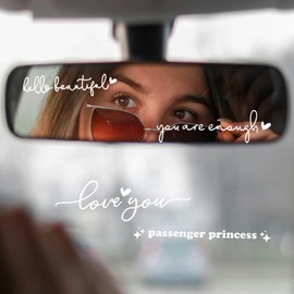 Hello Beautiful, You are Enough, Love You, Passenger Princess 4-Pack Mirror Bathroom Matte Sticker Decals for Laptop Car Window Bumper Guitar Refrigerator Body Folders Vehicle Tailgates