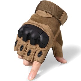 WTACTFUL Men's Motorcycle Gloves, Summer Touchscreen Motorcycle Gloves for MTB, Motorcycle Racing, Motorcross, Tactical Gloves, Cycling Gloves, Half Finger, Half finger brown