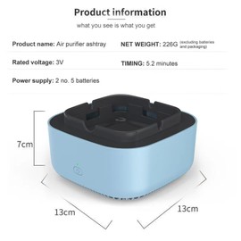 Neioaas Smokeless Ashtray - 2 In 1 Multifunctional Ashtray Air Purifier Ashtray with Filter,Multifunctional Portable Negative Ion Air Freshener for Business Car Home Office (Blue)
