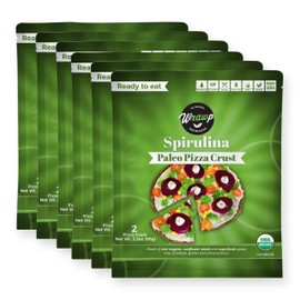 Wrawp Paleo Pizza Crust | 6 Pack Spirulina Flavored Organic Gluten Free, Dairy Free, Soy Free, Nut Free and Vegan Pizza Crust