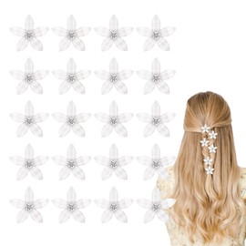 YANINEE Pack of 20 White Flowers Hair Accessories Small Hair Clips Ladies Small Hair Accessories Women
