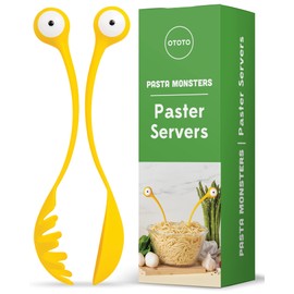 Pasta Monsters and Salad Servers - BPA-Free Fun Kitchen Gadgets - 100% Food Safe Salad Spoon and Fork Set - Pasta and Salad Server - 11.93x 3.39 x 2.24 inch