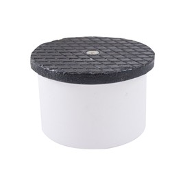 Jones Stephens, JS 4" PVC Inside Pipe Fit Cleanout with 4-1/2" Cast Iron Round Cover - C60171