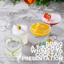 Homestia 12PCS Cocktail Picks Stick, Stainless Steel Reusable Metal Cocktail Skewers Olive Stuffers Martini Pick Set Fruit Toothpick Garnish Skewers Appetizer Drink Stick for Bar Party, Sandwiches