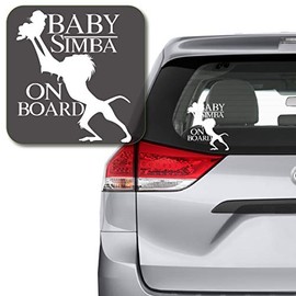 Yoonek Graphics Baby Simba on Board Rafiki KingDecal Sticker for Car Window, Laptop and More. # 1118 (10" x 8.6", White)