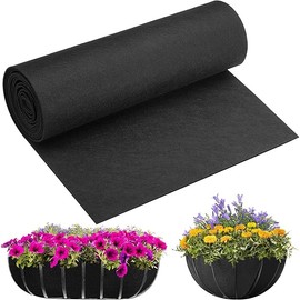 Adnee 118 x 14 Inch Non Woven Flower Pot Liner Roll-Black Felt Hanging Basket Liners Roll-Microgreens Growing Mat Roll for Garden Planter Window Hanging Flower Basket Indoor Outdoor