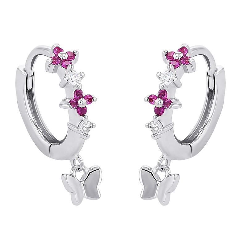 Prinzessin Lillifee 2027893 Silver Children’s Creole Earrings, Butterfly Pendant