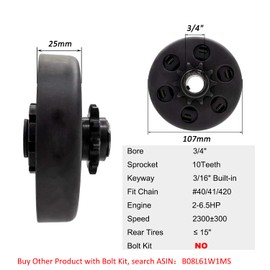 FDJ Minibike Go Kart Clutch 3/4" Bore 10 Tooth for #40/41/420 Chain