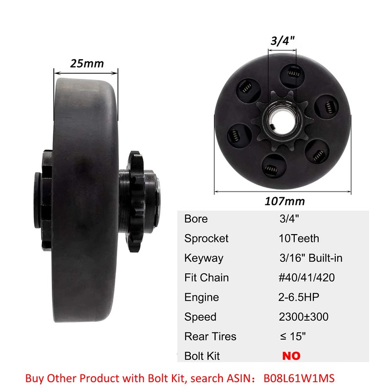 FDJ Minibike Go Kart Clutch 3/4" Bore 10 Tooth for
