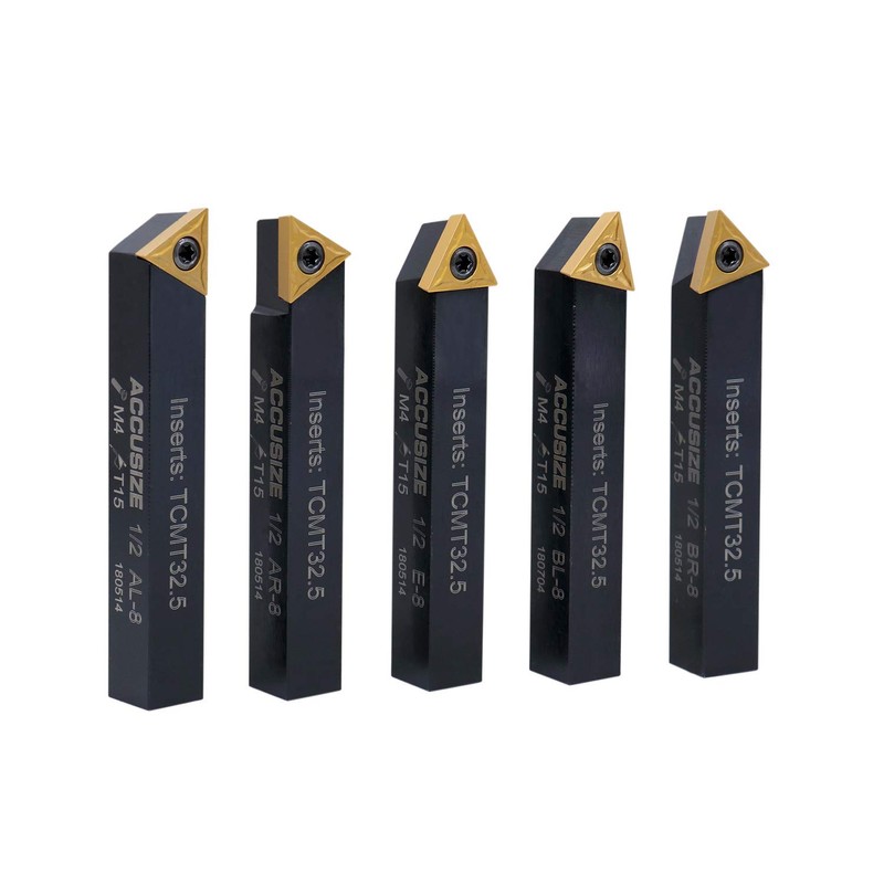 Accusize Industrial Tools 1/2'' 5 Pc Indexable Turning Tool Set,