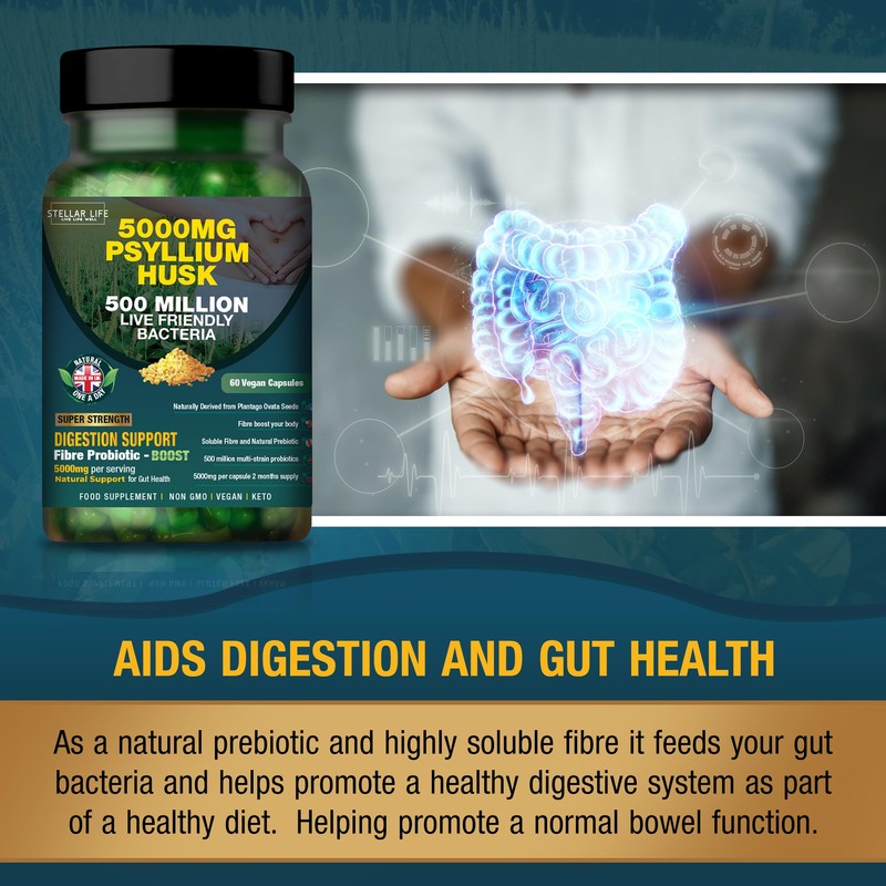 Fibre Supplement 5000mg Psyllium Husk with 500 Million Multi-Strain Probiotic
