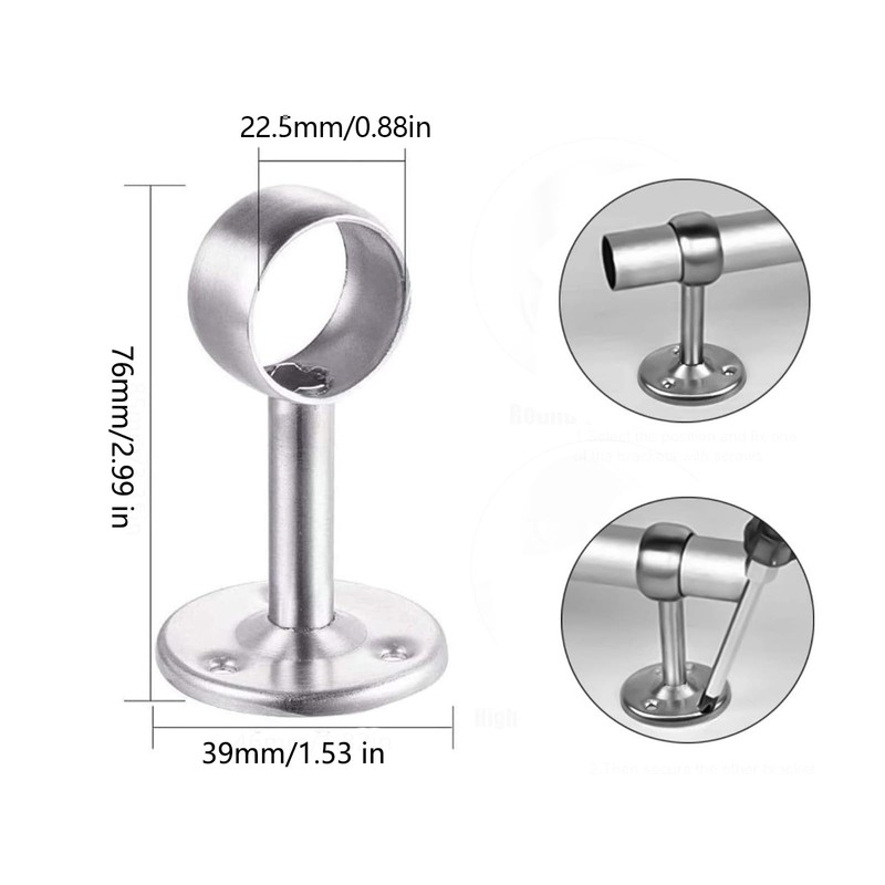Ceiling Curtain Pole Brackets, 2 Pack Heavy Duty Curtain Rod