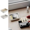 Ceramic Semi-Lock Soap Dish & Tray Case for Bathroom White Silver