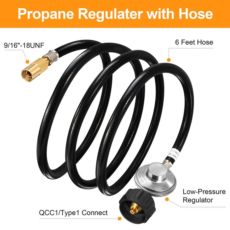 GasSaf 6FT Propane Regulator Hose with Adapter for Blackstone 17/22-inch
