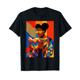African American Afro Black Woman Reading Book Art Bookworm T-Shirt