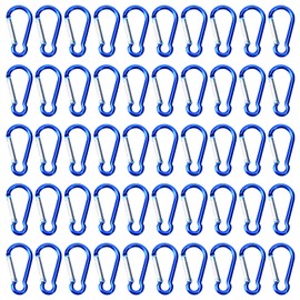 100pcs Small Spring-Loaded Gate Aluminum Carabiner Bulk Carabiner Spring Clip Hook Buckle Pack Spring Snap Key Chain for Outdoor, Camping, Hiking, Fishing, Traveling and Keychain, Blue