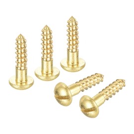 sourcing map Wood Screws M2.5 x 10mm Slotted Round Head Brass Self-Tapping Screw 20 Pcs