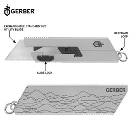 Gerber Gear EAB Mini Utility Knife, Clips to Pocket or Keychain with Replaceable Razor Blade for Everyday Carry, EDC Gear with Box Cutter Retractable, Silver