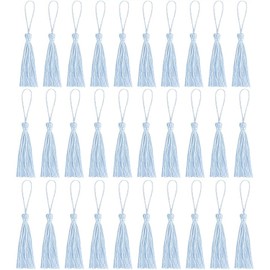 30 PCS Mini Silky Tassels for Handmade Bookmarks, Resin DIY Craft Supplies and Home Decor (Skyblue)