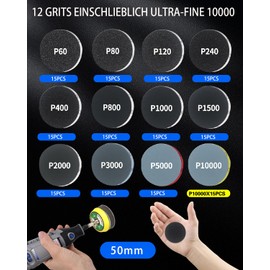 194 Pieces 50 mm Headlight Preparation Set with Polishing Set Polishing Attachment for Cordless Screwdriver and Dremel Grinding Attachments, Polishing Machine Car Polishing Set, Polishing Sponge
