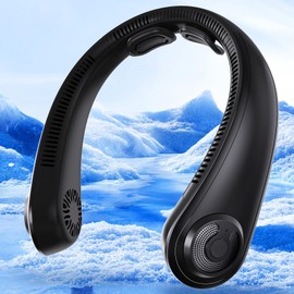 Neck Fan - Portable Personal Cooling Bladeless Around the Neck Fans that Blow Cold Air Rechargeable with 5 Speeds, Neck Support for Hot Flashes, Disneyland, Travel, Cooler for Women Men
