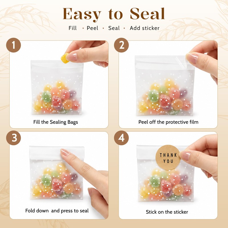 NPLUX 200PACK Self Sealing Cellophane Treat Bags Clear Cookie Bags