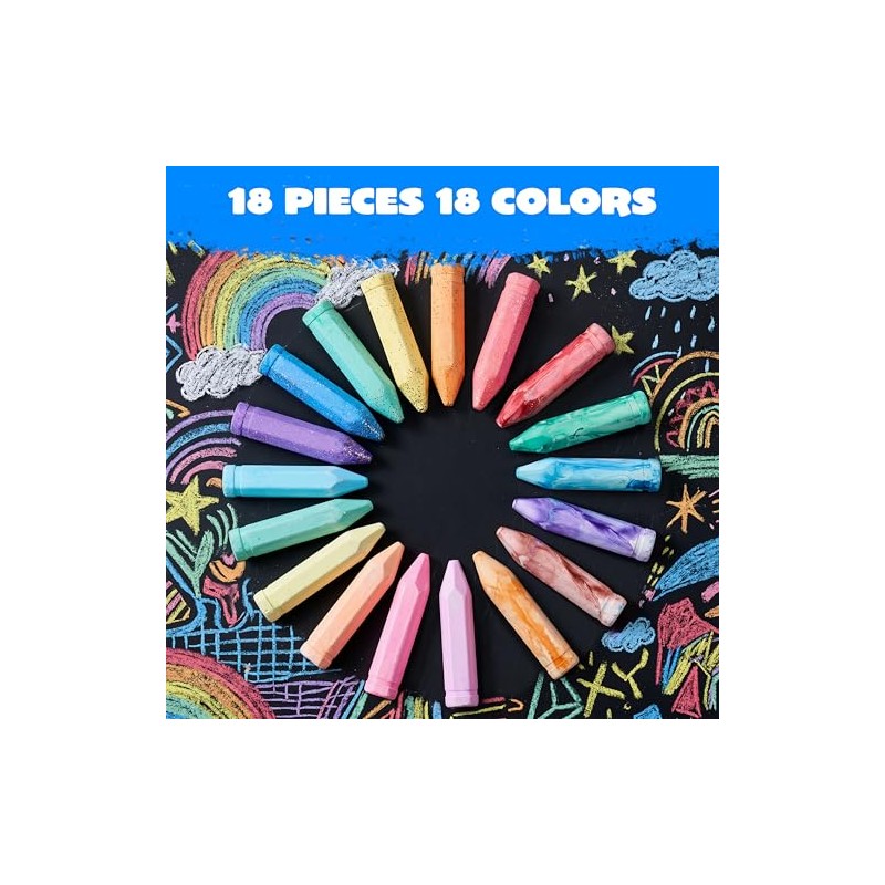 JOYIN 18 PCS Washable Sidewalk Chalk, 3 Packs Total, 3