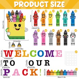 72 Pcs Crayon Bulletin Board Decorations for Classroom,Welcome to Our Pack Crayon Theme Classroom Decor with Border Trims Crayons Name Tags for School Classroom Door Home Wall Decorations