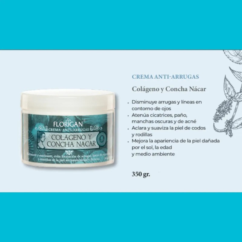 Crema Colágeno Y Concha Nácar Anti-arrugas Florigan® 350grs.