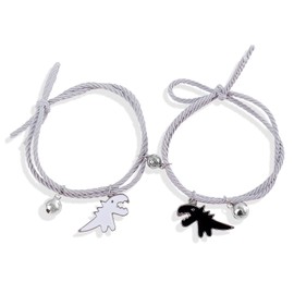 Dinosaur Couples Bracelets Matching Bracelets for Couples Boyfriend Girlfriend Friendship Bracelets Mother Daughter Relationship Bracelet for Family Friends Sister Daughter Jewelry Gifts (gray&gray)