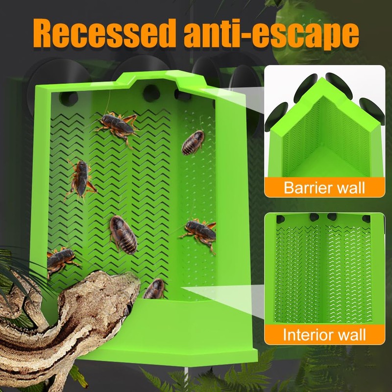 DONGKER Bearded Dragon Feeder,Anti-Escape Lizard Corner Terrarium Bowl with Suction
