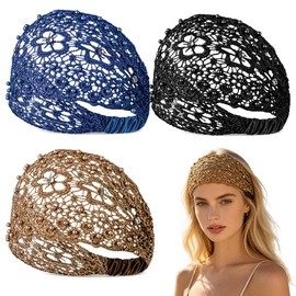 Women's Hair Band with Flower Hole Pattern, Thin Headband for Summer, Pack