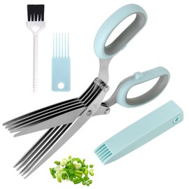 5 blade kitchen salad scissors,herb scissors,herb scissors with 5 blades and cover, salad scissors for chopped salad,food scissors,herb scissors with 5 blades and cover