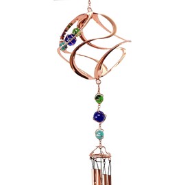 Ebros Gift Beaded Caterpillar On Cocoon Twisting Spiral Copper Metal Wind Chime with Colorful Marbles 31" Long Resonant Outdoor Patio Garden Decor Accessory Hanging Mobile