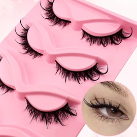 Falsche Wimpern Wispy Cat-Eye Wimpern Wet Look Curly Fox Eye Künstliche Wimpern 18mm lang Dramatische Engelsflügel Wimpernlift Falsche Wimpern 5 Paare Pack (Wet-05)