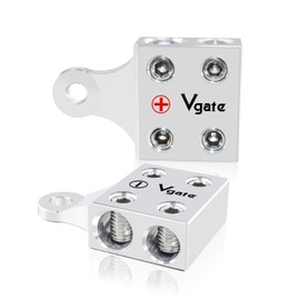 Vgate Battery Terminal Connector, 4-Way Battery Post Terminals, 8AWG up to 2/0(XL) AWG Gauge, Bus Bar for 6-48V Lithium and Lead Acid Batteries, M8 or 5/16”-18 – Fits Car, RV, Truck