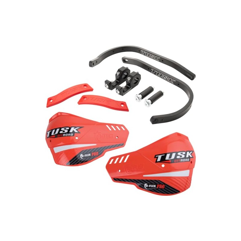 Tusk D-Flex Pro Adventure Handguards Black Bar/Red Plastics 1 1/8"