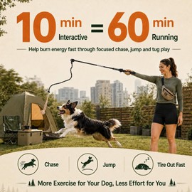 DEPURE Flirt Pole for Dogs,Heavy Duty Interactive Chase & Rope Tug Toy