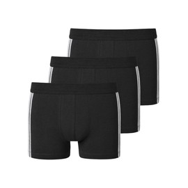 Schiesser Men's 3 Pack Shorts Soft Waistband and Stripes Organic Cotton - 95/5 Organic, Black_173816