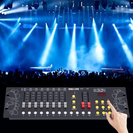 Fetcoi DMX Controller, 192CH DMX Console DMX Stage Lighting Controller Program Easy Light Console for Stage & DJ Lighting, Black