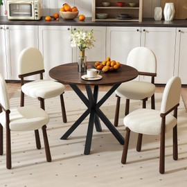 Tangkula 36" Round Dining Table, Mid-Century Modern Kitchen Table with Rubber Wood Legs, Vintage Table with Pedestal Base & Adjustable Foot Pads, Side Table for Home, Office, Bar (Rustic Brown+Black)