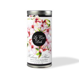 Hibiscus Flower Herbal Tea by La Tea Dah | Premium Caffeine Free Hibiscus Tea Bags Blended in the USA | Delicious as Hot or Iced Tea | Floral Tea Gift Collection (12 Decaf Sachets)