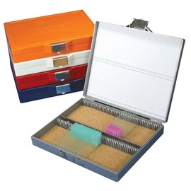 Globe Scientific 513080B ABS Plastic Slide Storage Box with Stainless Steel Lock for 100 Slides, Cork Lined, Blue