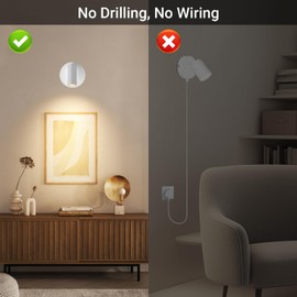 TaoFiaCo Wireless Led Spotlight Indoor, Plant Spotlight Indoor with Remote Dimmable, 350° Rotate, Rechargeable Uplighting Battery Powered Ceiling Light for Artwork Painting Plant Picture Lights-White