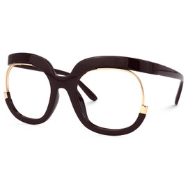 VOOGLAM Oversized Wine Red Square Blue Light Blocking Glasses Clear Lens for Women Fredia OX739865-07