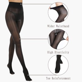 MANZI Ölig Shiny Tights Women's Sexy Silky Smooth Tights 15 Denier Transparent Tear-Resistant Black Skin Colour 2 Pairs, 2 pairs of black