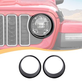 Hoolcar for Jeep JL Headlight Cover Trim Compatible with Jeep Wrangler JL & Wrangler Unlimited 2024 Front Head Light Lamp Trim Guard Exterior Accessories, Black