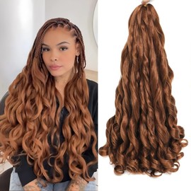 Locescsoc 24 Inch French Curls Braiding Hair 8 Packs Spanish Curly Braids Pre Stretched Loose Wave Soft French Curl Synthetic Braiding Hair Extensions for Women (30#, 24 Inch (Pack of 8))