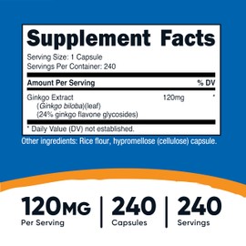 Nutricost Nutricost Ginkgo Biloba 120mg, 240 Capsules - Extra Strength Ginkgo Biloba Extract - Gluten Free & Non-GMO