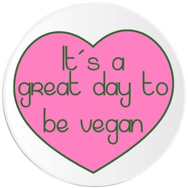 It's A Great Day to Be Vegan - 3 Pack Circle Stickers 3 Inch - Heart